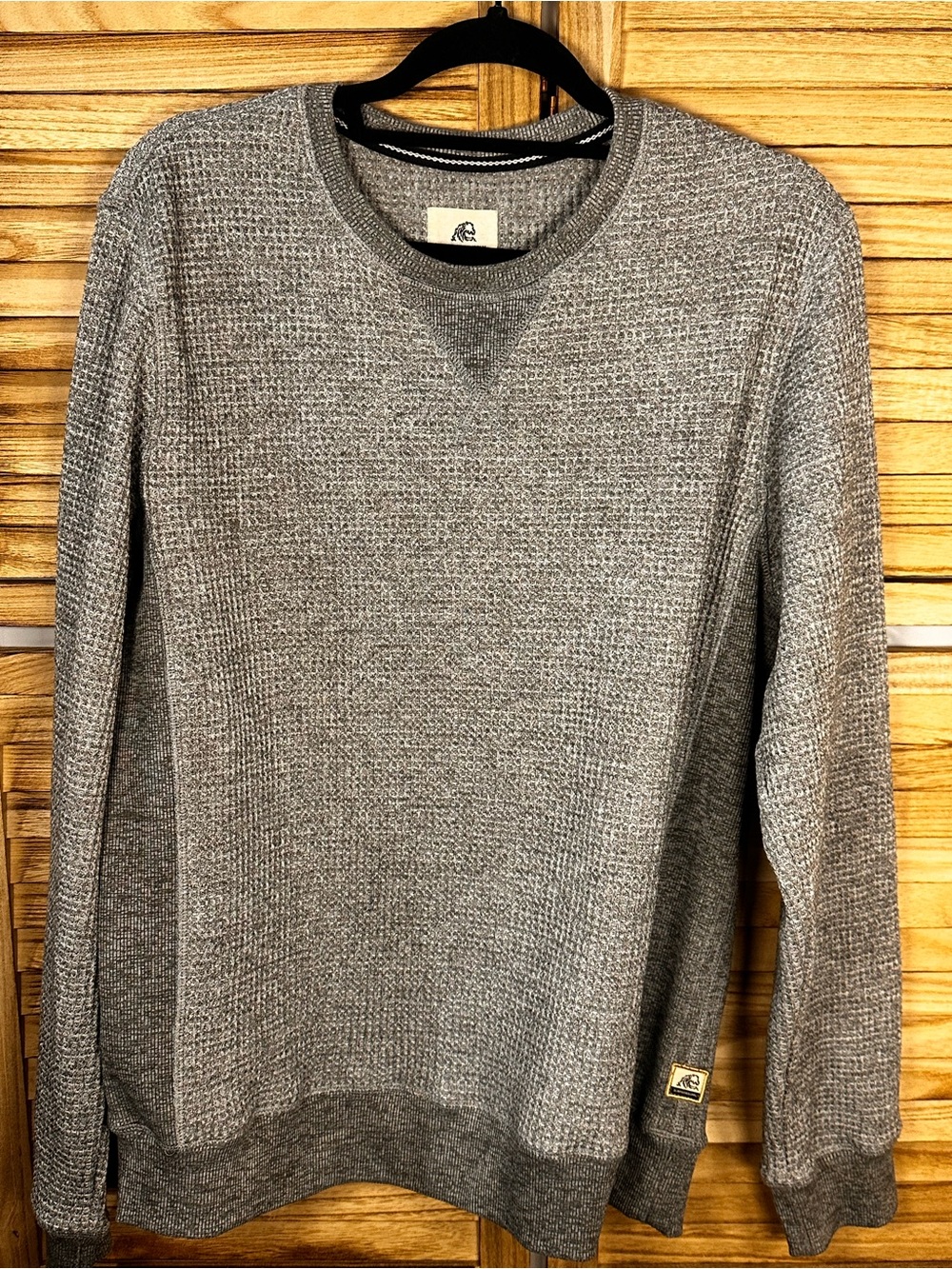 Surfside Supply Gray Crewneck Sweater - Waffle Knit